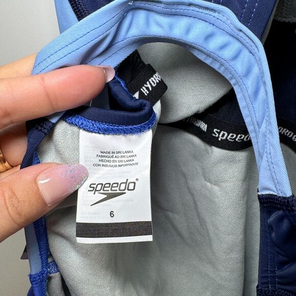 Speedo Womens Size 6 Hyper Blue‎ Racing Cut One-Piece Swimsuit HydroBra UPF 50+ - Picture 5 of 13